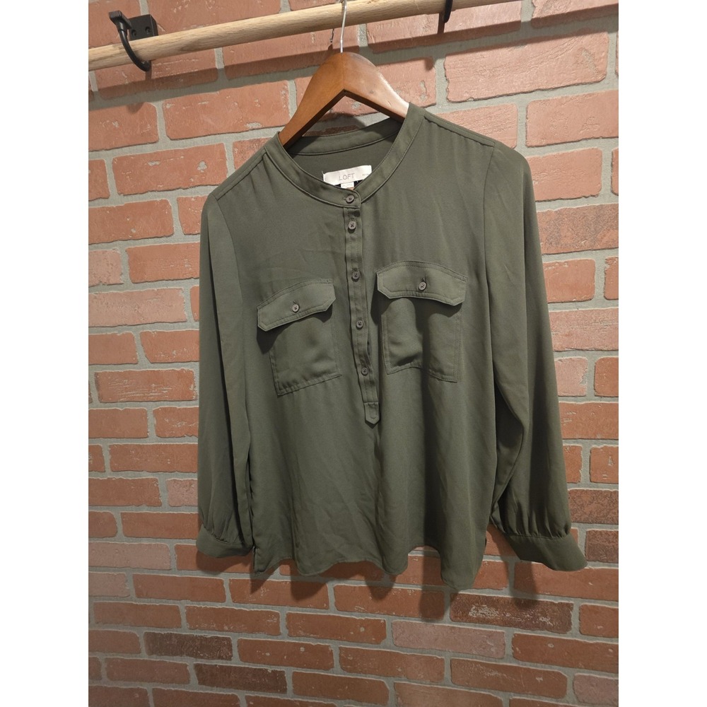 Loft Women's Long Sleeve Blouse Olive MP Sku11
